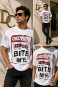 Мъжка тениска White Bite Me **SALE 25**