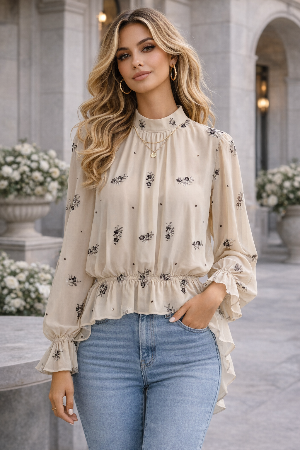 Дамска блуза Blossom Beige SS26