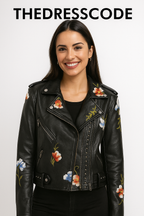 Дамско кожено яке EMBROIDERED Еyelets SS26-Дамско кожено яке - EMBROIDERED Еyelets-Thedresscode