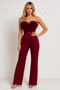 Дамски гащеризон Feathers Bordo SS26-Thedresscode