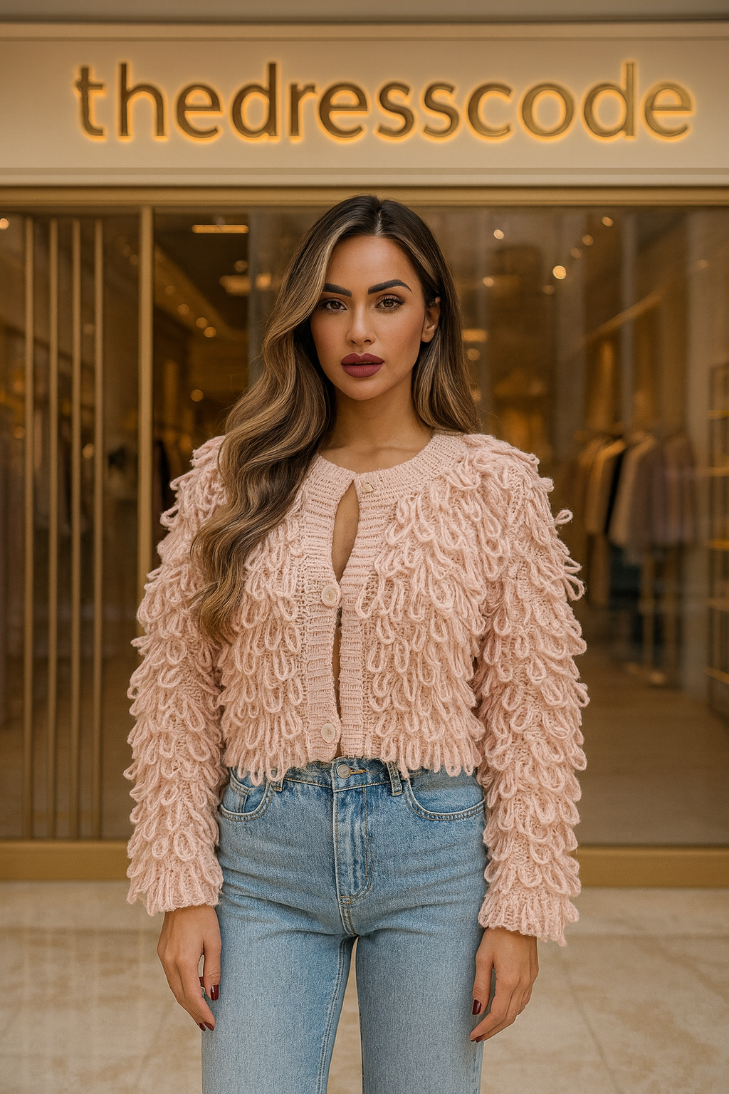 Дамска жилетка Blush loops FW 2026-Thedresscode