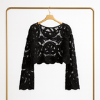 Дамски пуловер Crochet Black FW 2026-Thedresscode