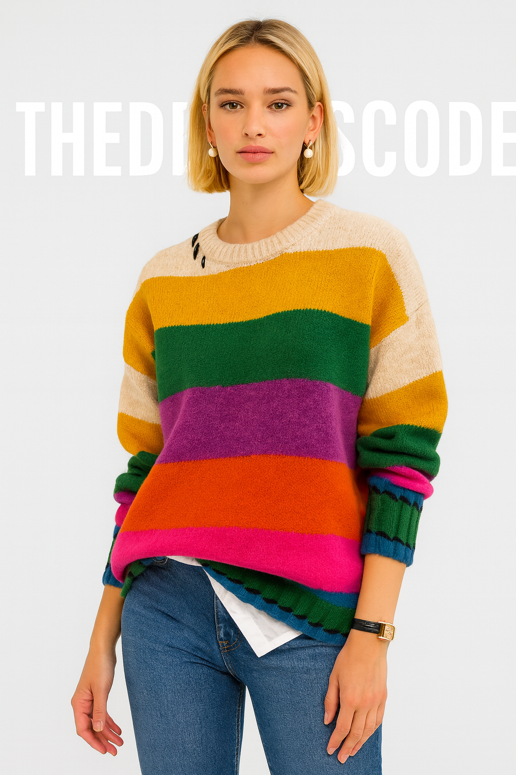 Дамски пуловер Color Stripe FW 2026-Дамски пуловер Color Stripe 24'-Thedresscode
