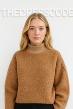 Дамски пуловер Brown Bouclé FW 2026-Дамски пуловер Brown Bouclé 24'-Thedresscode