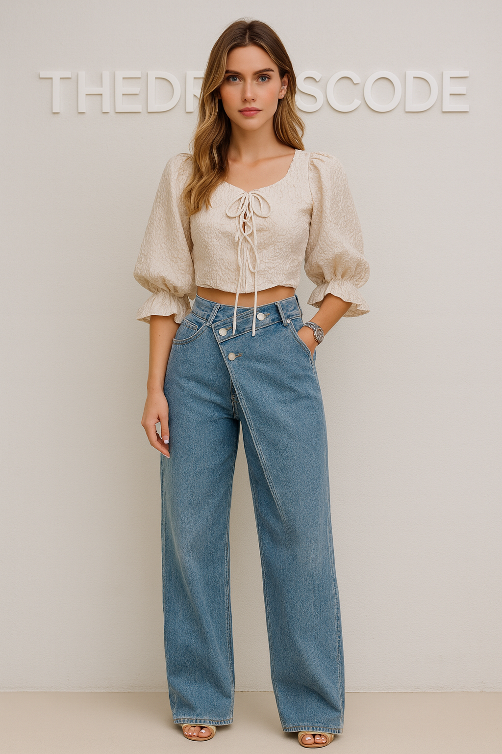 Дамски дънки Side Buttons **SALE 25**-Thedresscode