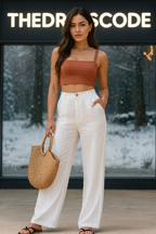 Дамски ленен панталон White Horizon **SALE 25**-Thedresscode