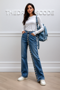 Дамски дънки Fusion SS 2026-Дамски дънки Zip Fusion SS25-Thedresscode