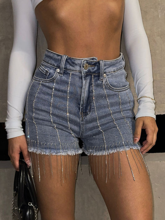 Дамски къси панталони Crystals SS25-DENIM SHORTS-Thedresscode