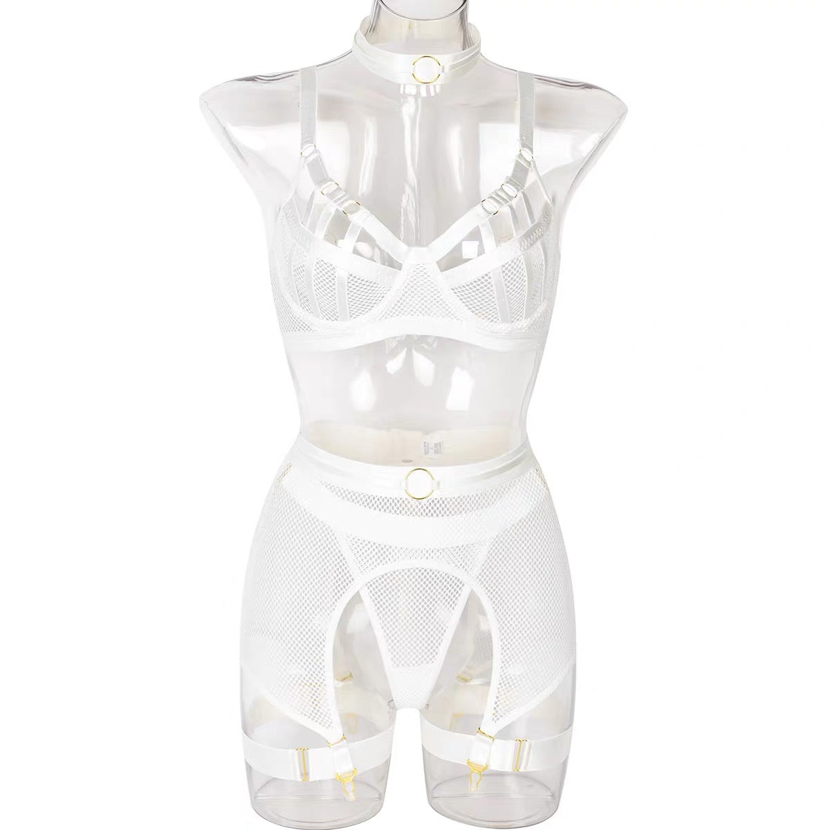 Дамски комплект Sexy Mesh white edt. SS25-Дамски комплект от три части Sexy Mesh SS24'-Thedresscode
