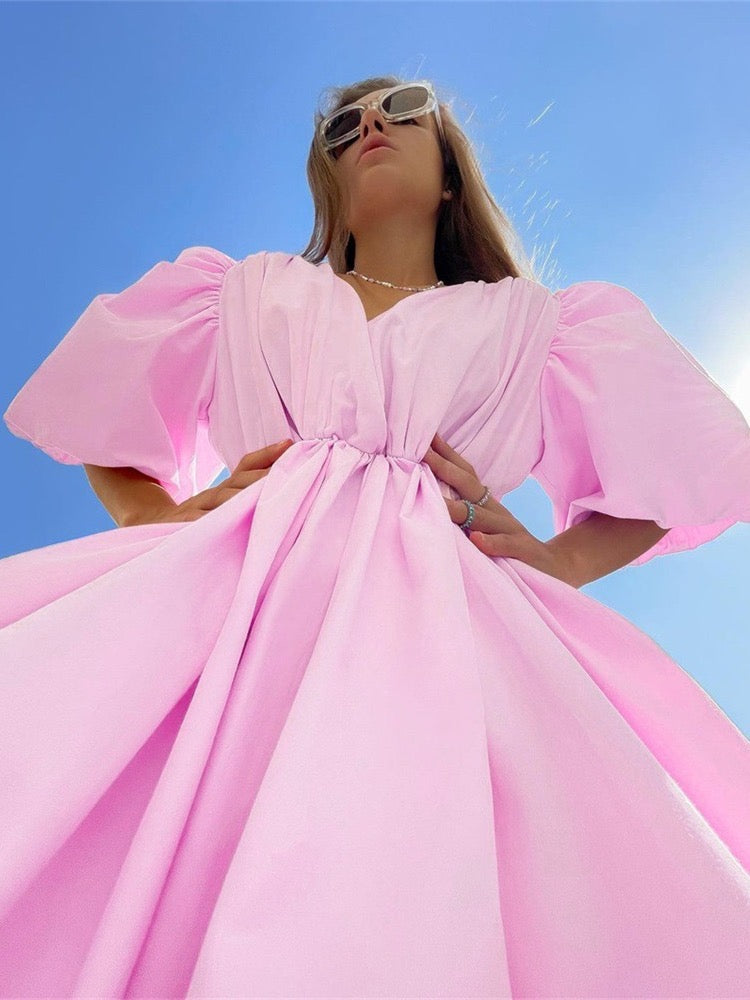 Дамска рокля Barbie Puff Sleeve SS23-tshirts-Thedresscode