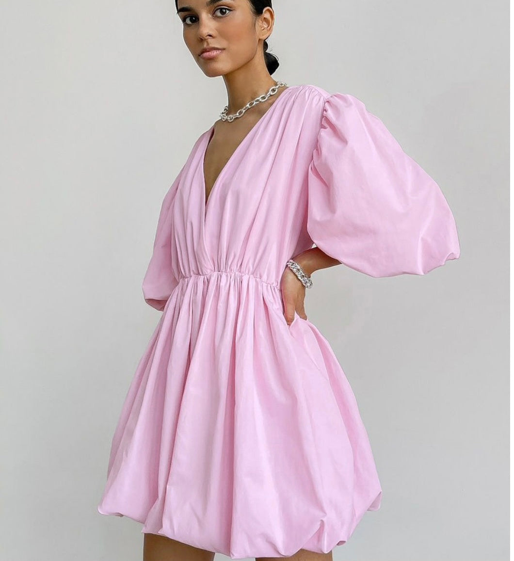 Дамска рокля Barbie Puff Sleeve SS23-tshirts-Thedresscode