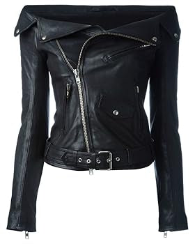 Дамско кожено яке с голи рамене SALE 25-Thedresscode