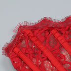 Дамска рокля Red Rosel FW 2026-Асиметрична дантелена мини рокля Red Rosel 24'-Thedresscode