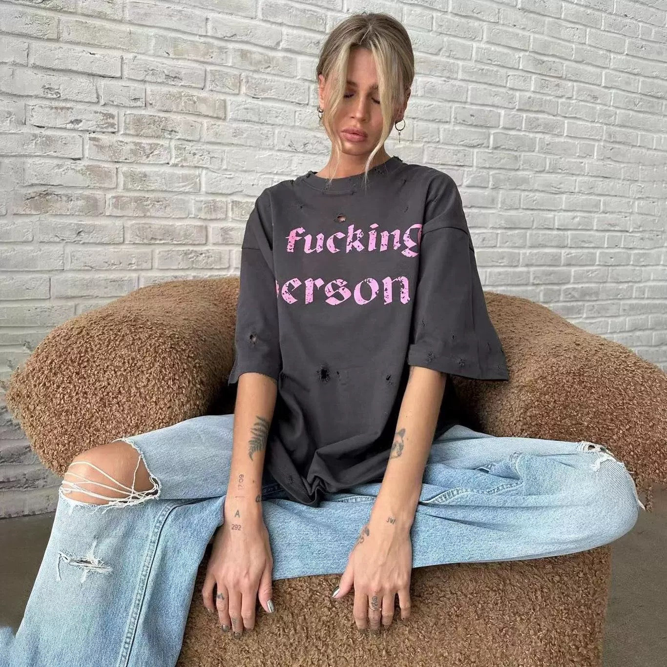 Дамска тениска F*cking Person SS24-Apparel & Accessories-Thedresscode