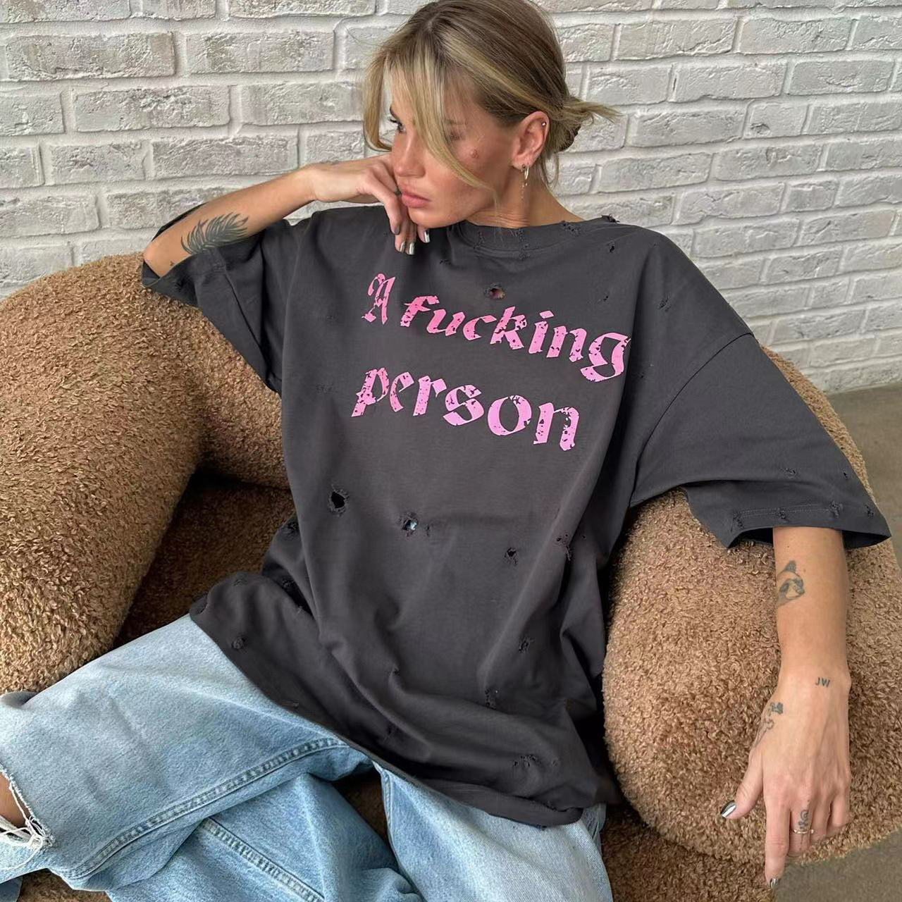 Дамска тениска F*cking Person SS24-Apparel & Accessories-Thedresscode