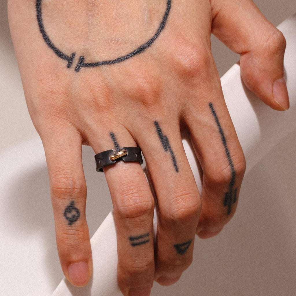 Мъжки кожен пръстен Crossline SS26-Thedresscode