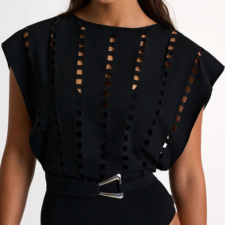 Дамски бански + плажна пола Black Code SS25-Thedresscode