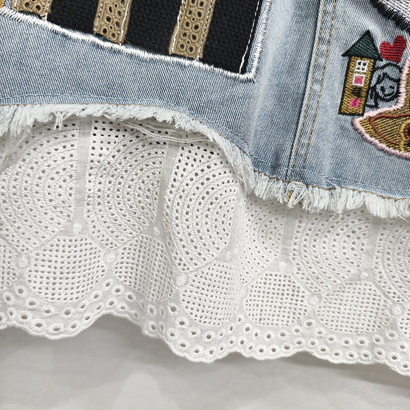 Дамска пола Denim Patchwork Lace SS26