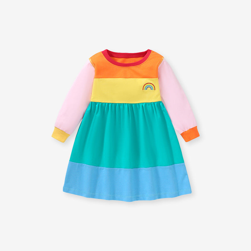 Детска рокля с бродерия Rainbow-Детска дънкова рокля с бродерия The Unicorn&Rainbow-Thedresscode