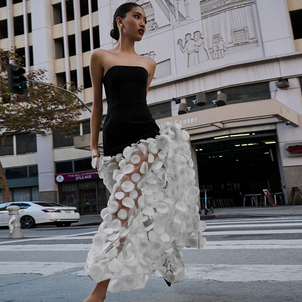 Дамска рокля Clear FW 2026-Дамска рокля с пайетени волани Clear 24'-Thedresscode