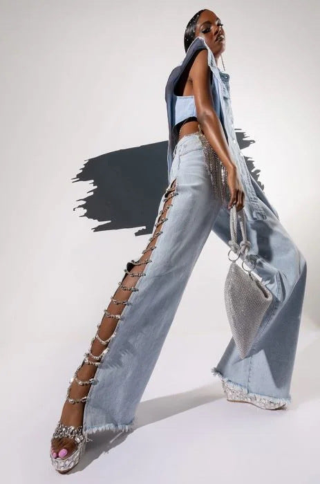 Дамски дънки Crystal Side ASC SS23-jeans-Thedresscode