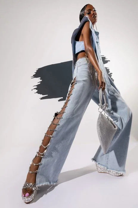 Дамски дънки Crystal Side FW 2026-jeans-Thedresscode