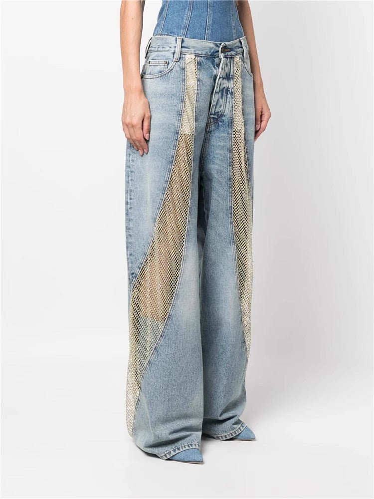 Дамски дънки Crystal Mesh SS25-Дамски дънки Crystal Mesh SS25-Thedresscode