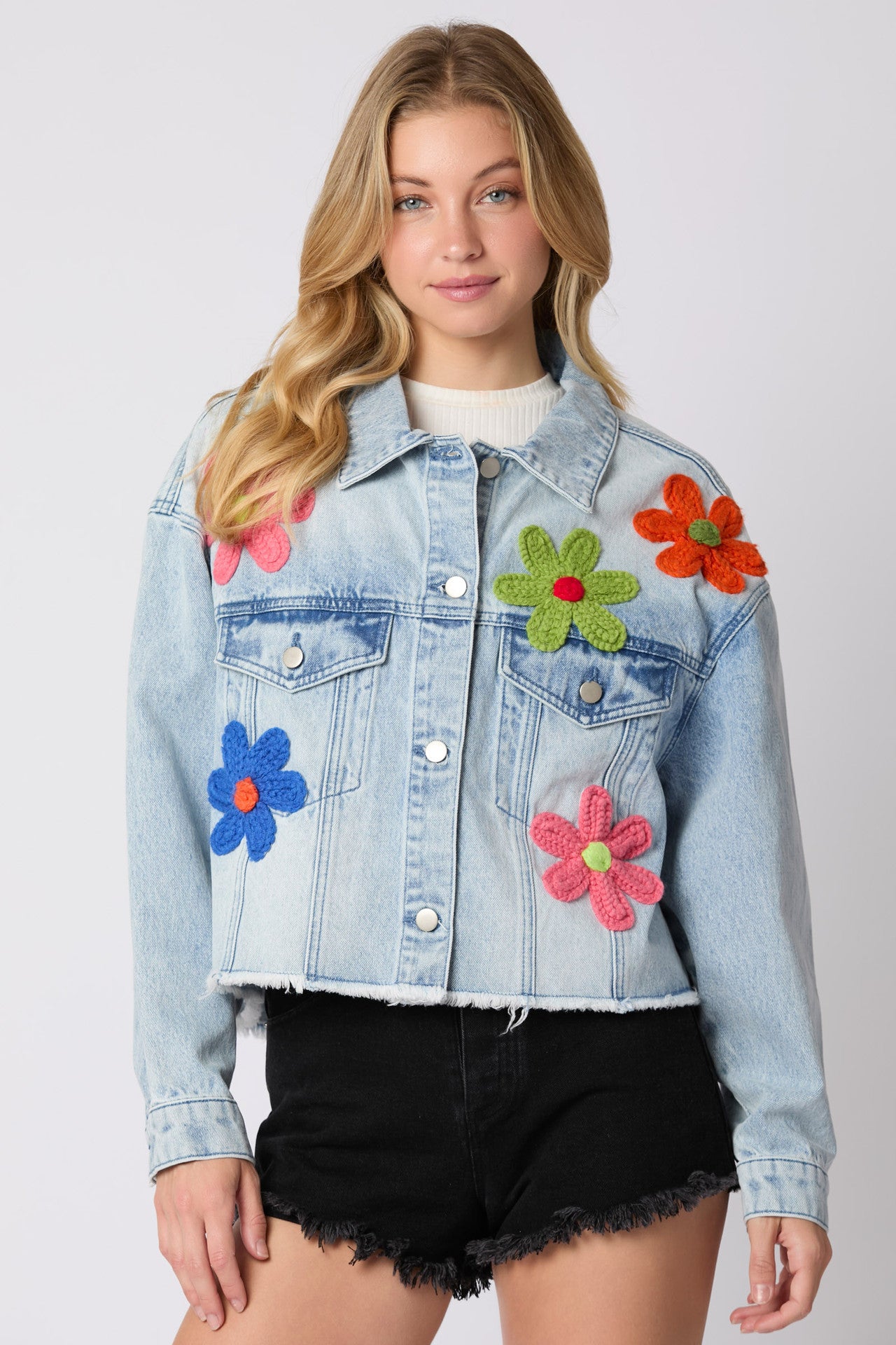 Дамско дънково яке Colored Flowers A/W 2026-Thedresscode