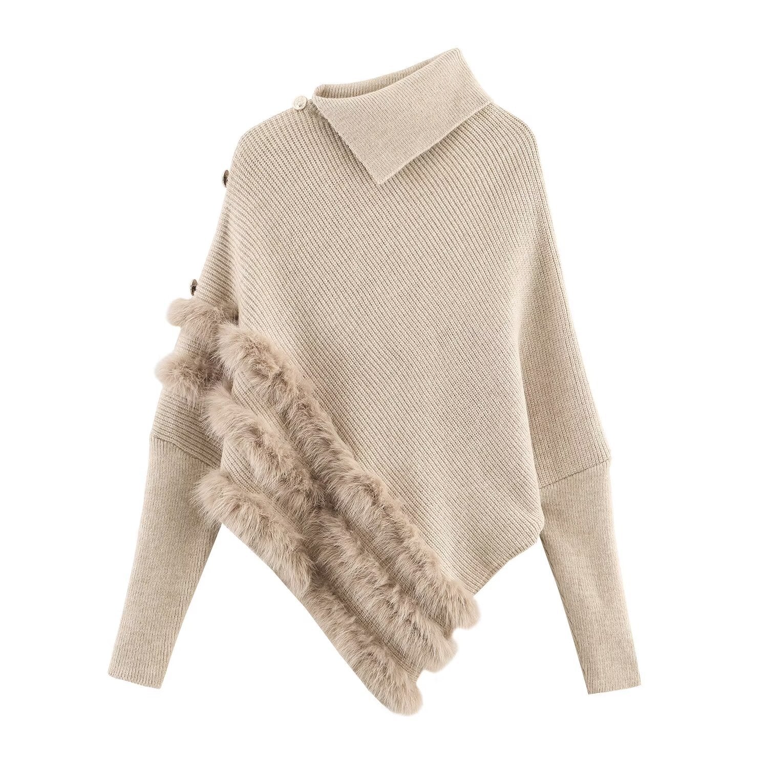 Дамски пуловер Beige Fur Touch SS27
