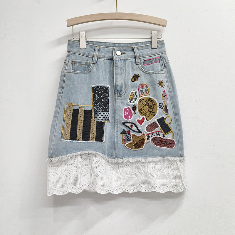 Дамска пола Denim Patchwork Lace SS26