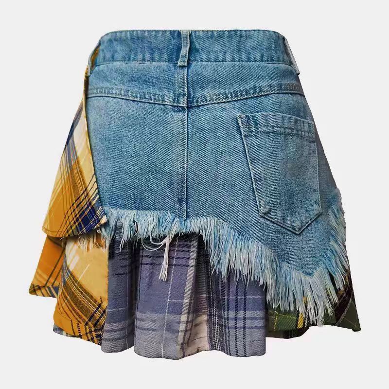 Дамска дънкова пола Patchwork Plaid **SALE 25**-https://detail.1688.com/offer/809197107994.html?kj_agent_plugin=aibuy-Thedresscode