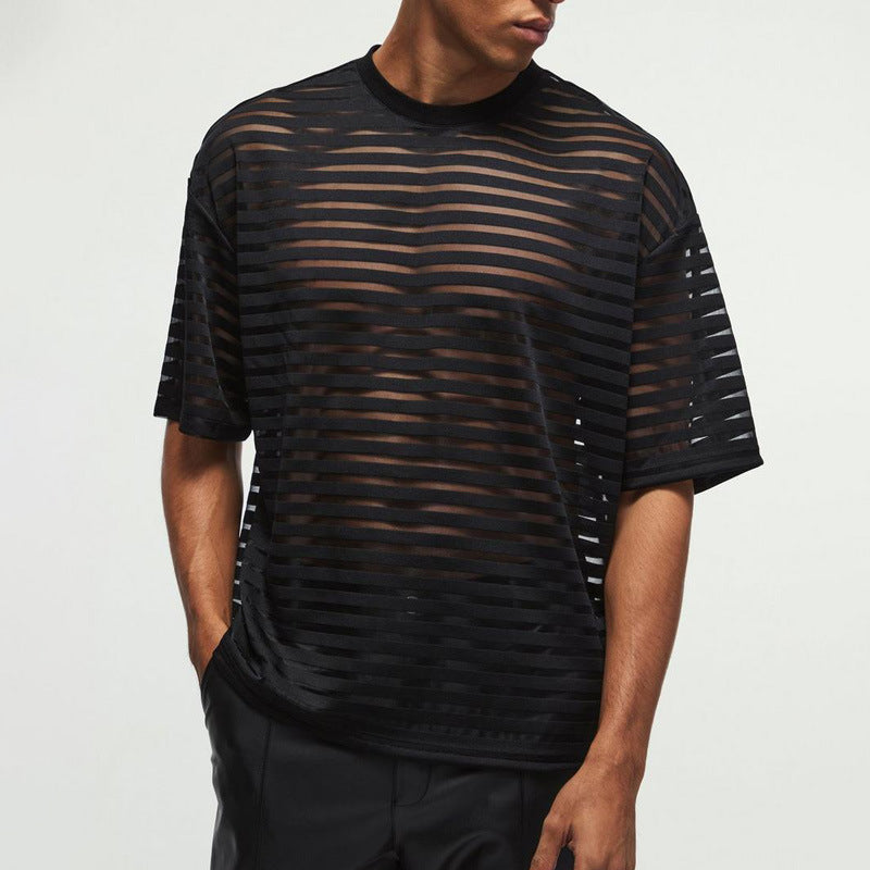 Мъжка тениска Midnight Stripes Sheer **SALE 25**-Thedresscode