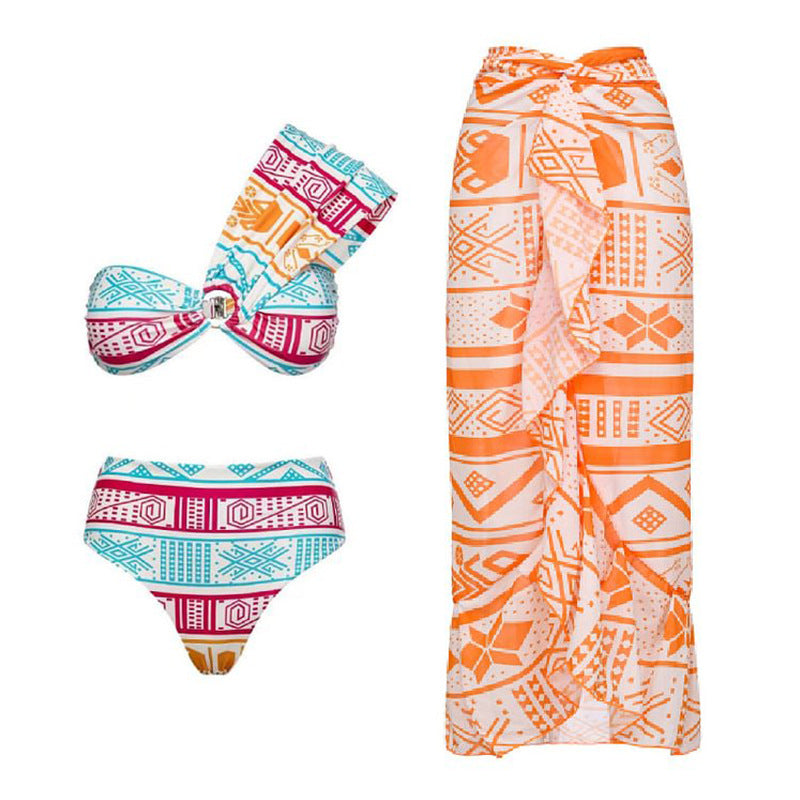 Дамски бански + плажна пола Tribal Sunset SS25-Thedresscode
