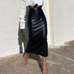 Дамска дълга кожена пола Smooth Feel FW 2026-Skirts-Thedresscode