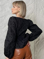 Дамска блуза Black Puff Sleave SS25-Thedresscode