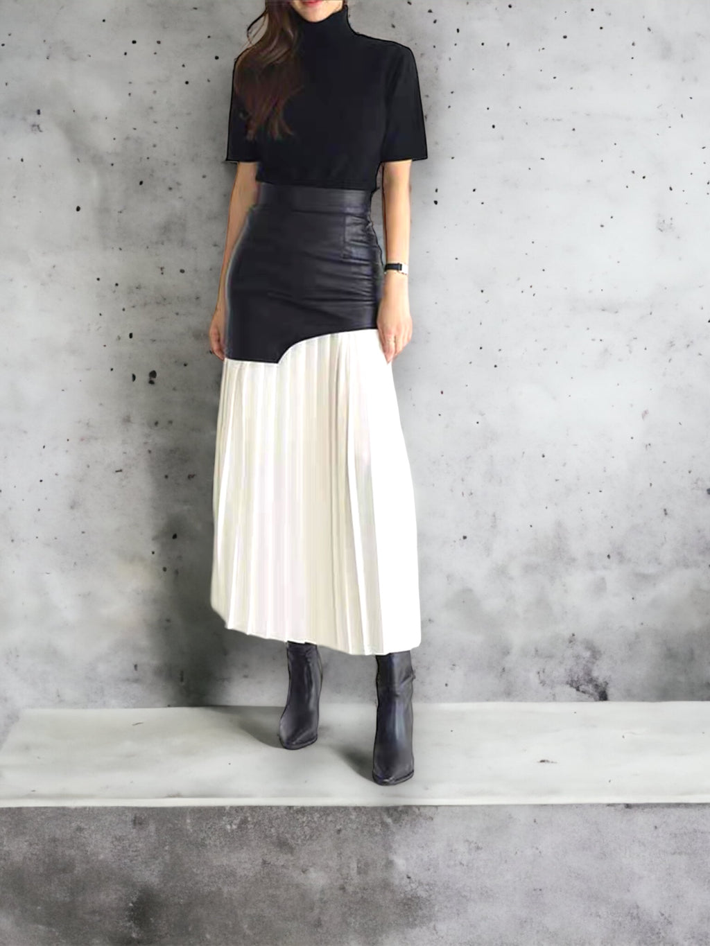 Дамска пола pleats and leather-Clothing-Thedresscode
