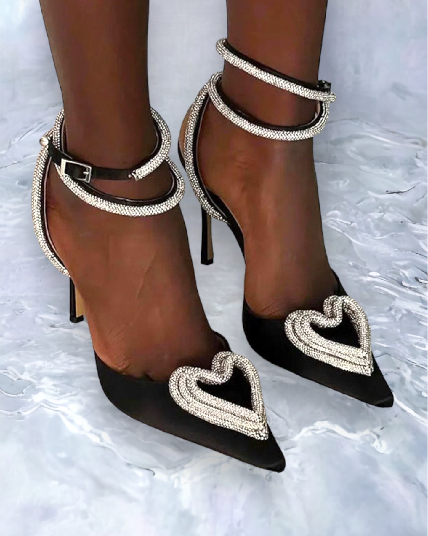 Дамски сандали на ток Crystal Heart 24'-Shoes-Thedresscode