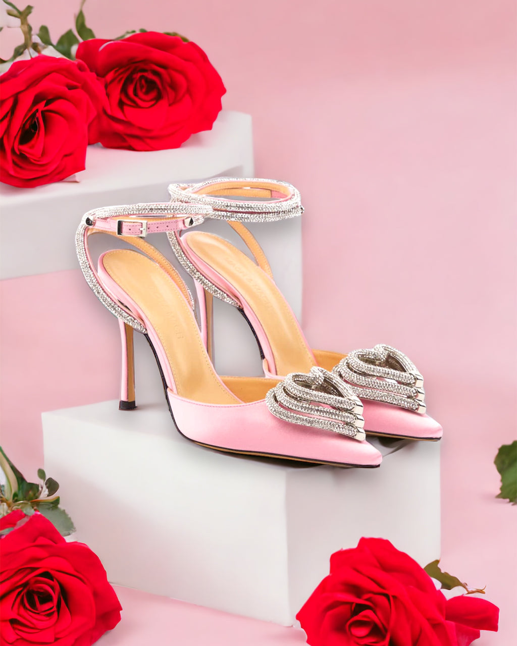 Дамски сандали на ток Crystal Heart 24'-Shoes-Thedresscode
