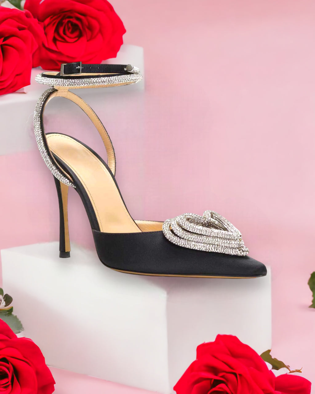Дамски сандали на ток Crystal Heart 24'-Shoes-Thedresscode