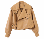 Дамско кожено яке Beige Mood SS26