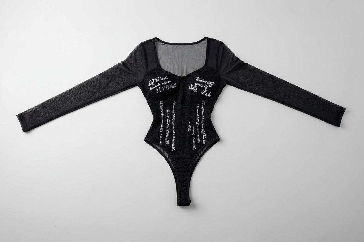 Дамско боди Black Lace Letters SS26