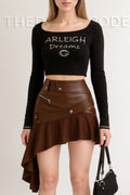 Дамска пола Brown Vibe Ruffle SS26