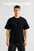 Мъжка тениска Black Contour Zip SS26-Thedresscode
