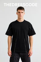 Мъжка тениска Black Contour Zip SS26-Thedresscode