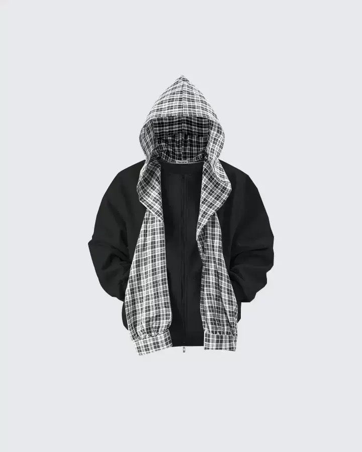 Мъжки суичър Plaid Shadow Zip SS26-Thedresscode