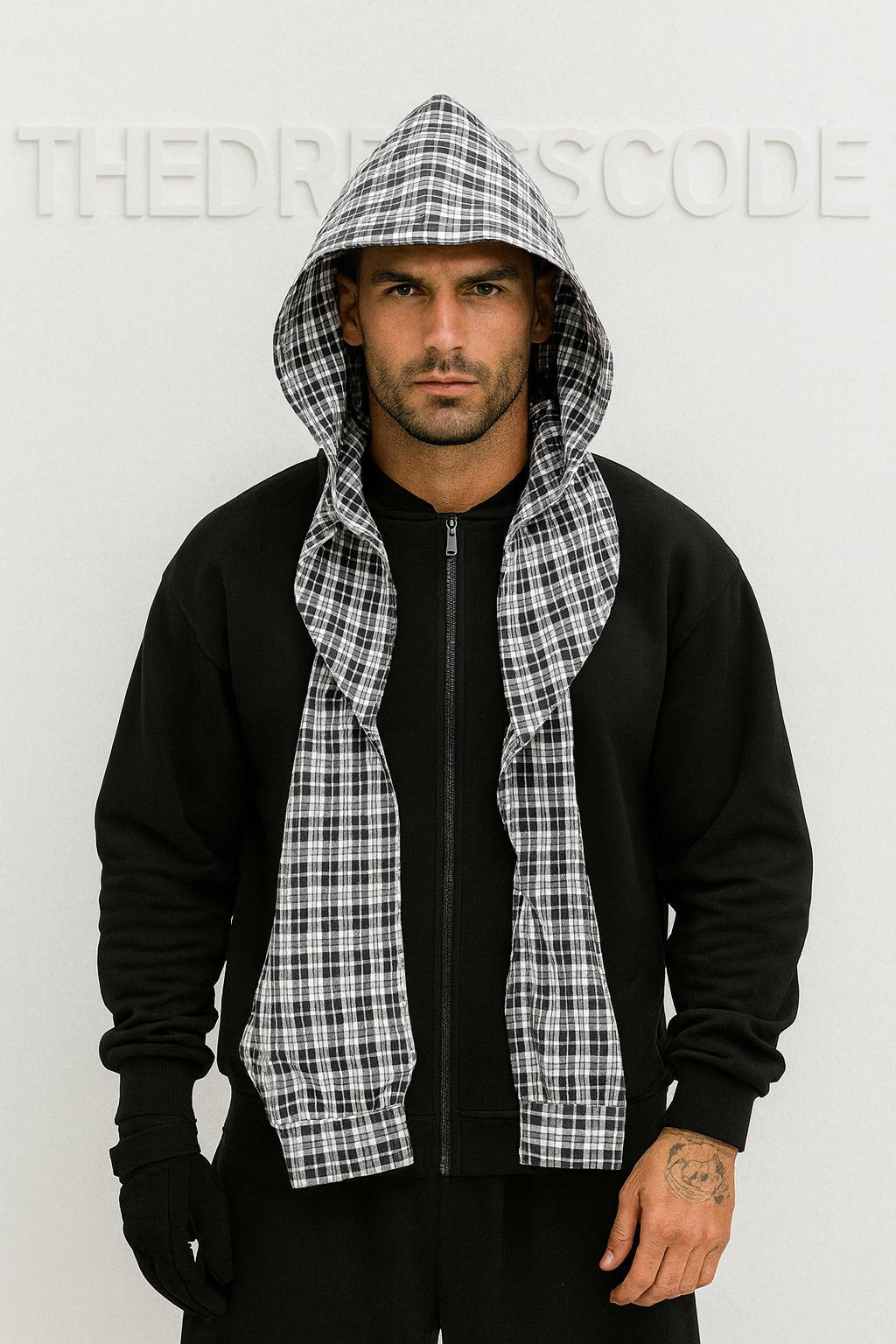 Мъжки суичър Plaid Shadow Zip SS26-Thedresscode