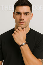 Мъжка кожена гривна Steel Link SS26-Thedresscode