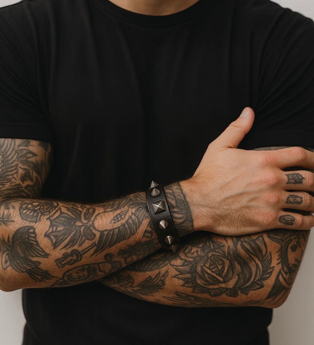 Мъжка кожена гривна Metal Fury SS26-Thedresscode