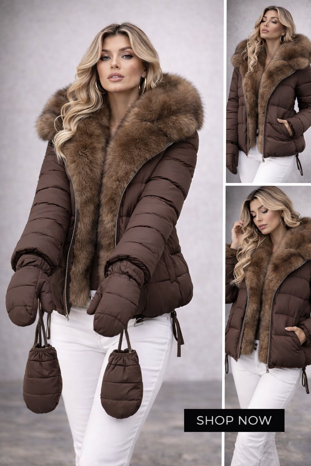 Дамско яке + ръкавици Cocoa Fur SS27