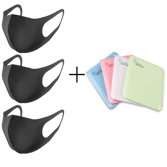 Комплект 3бр маски + Кутия за съхранение-Унисекс маска за многократна употреба-Thedresscode